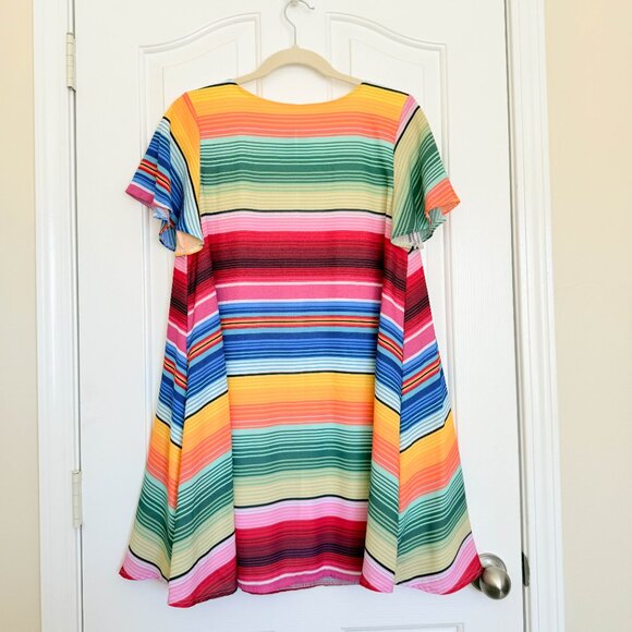Judith March Colorful Striped Short Sleeve Flowy Dress - Picture 5 of 8